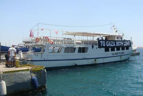 Audacity of Hope - the US Boat to Gaza - Piraeus port, Greece